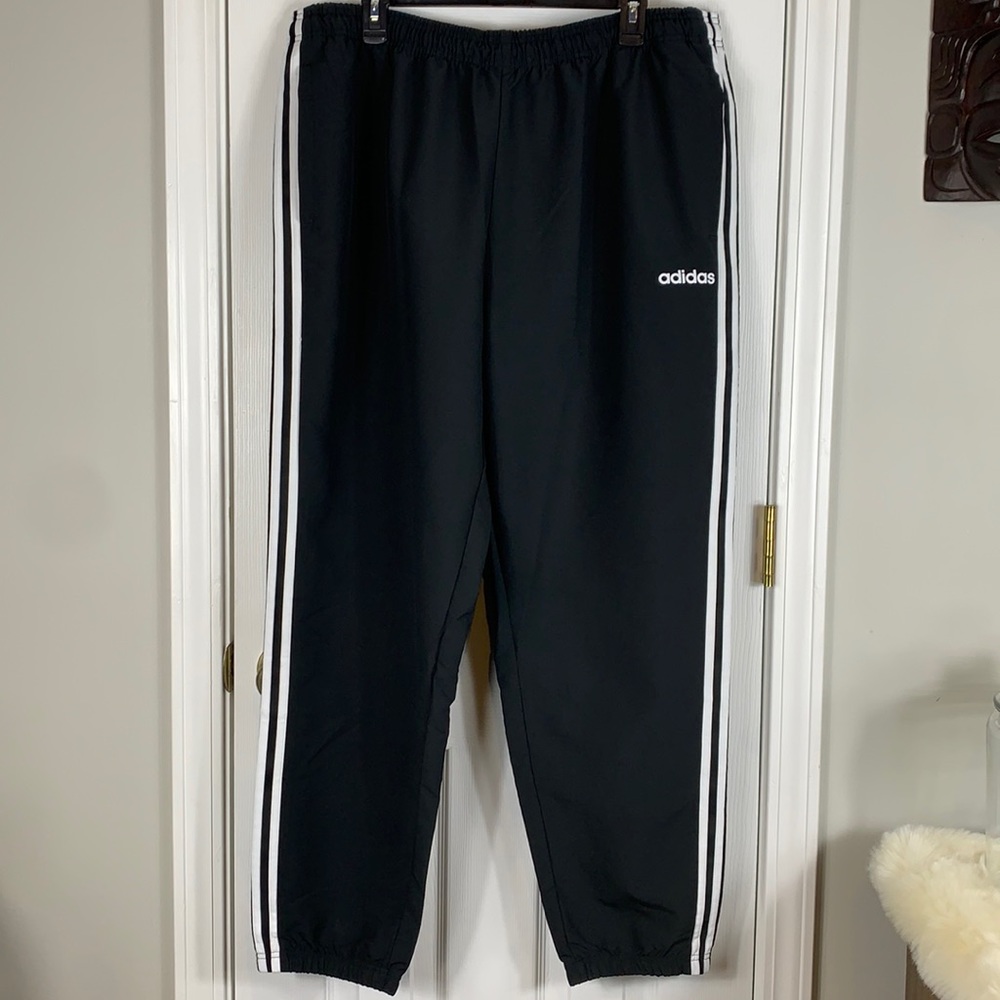 Adidas black sweatpants with white stripes 2XL